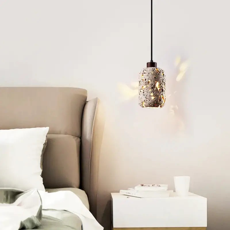 Suspension luminaire travertin en pierre avec led