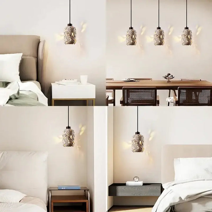 Suspension luminaire travertin en pierre avec led