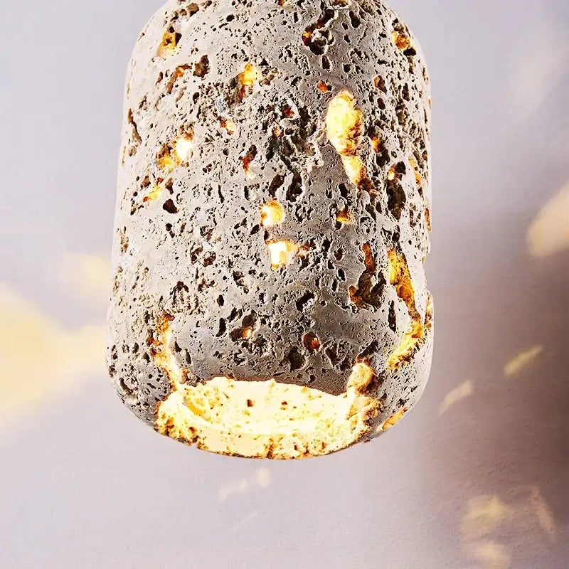 Suspension luminaire travertin en pierre avec led