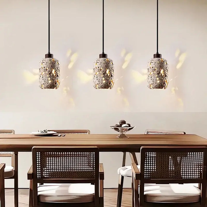 Suspension luminaire travertin en pierre avec led