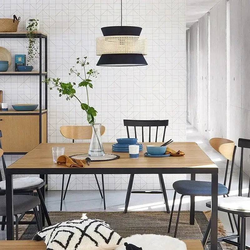 Suspension luminaire tricolore chic moderne en cannage

