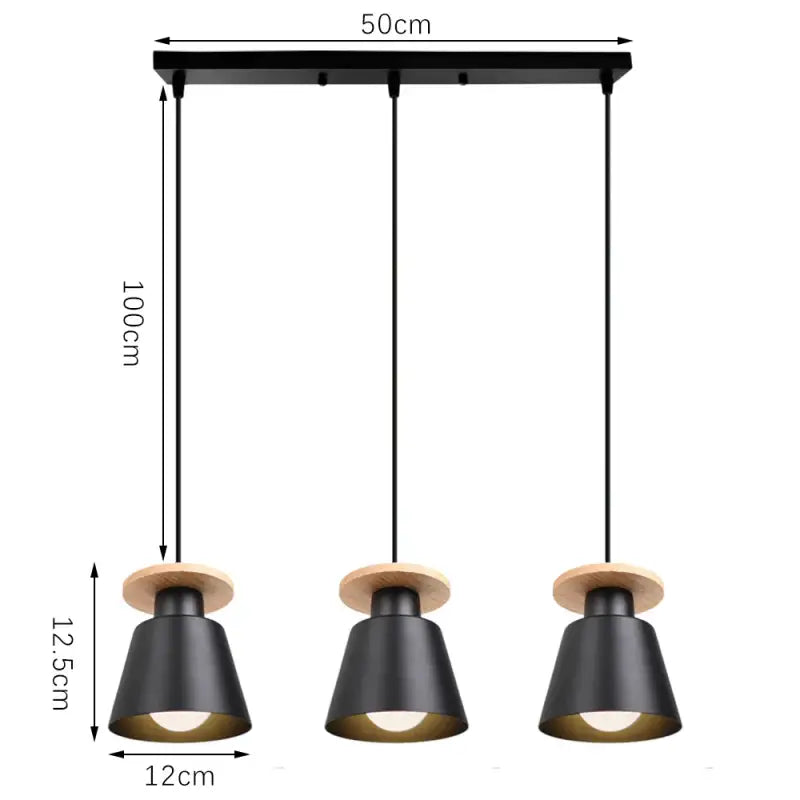 Suspension luminaire à trois éclairages style nordique