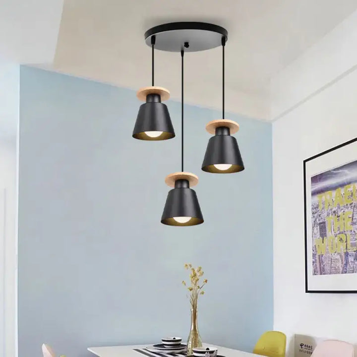 Suspension luminaire à trois éclairages style nordique