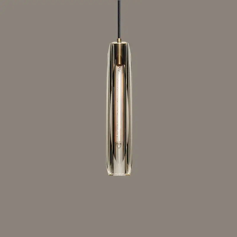 Suspension Luminaire Tube Verre Sculpté Élégant Design

