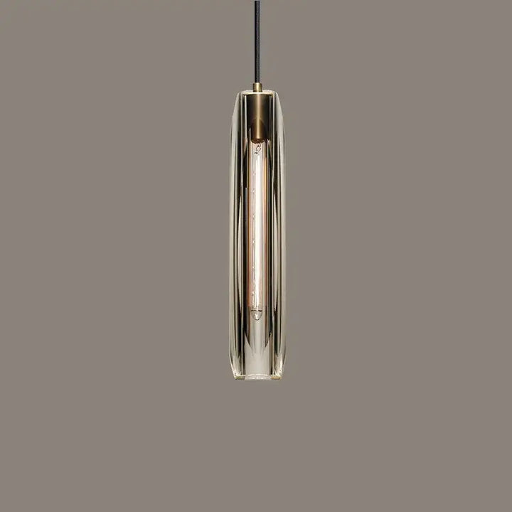 Suspension Luminaire Tube Verre Sculpté Élégant Design

