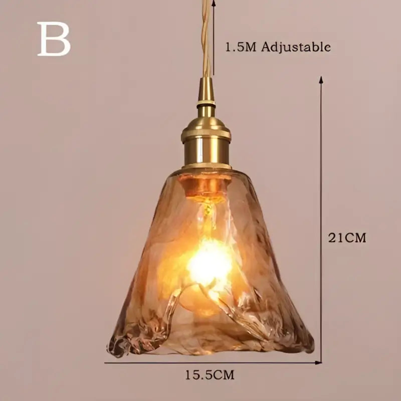 Suspension luminaire en verre ambré au design rétro chic