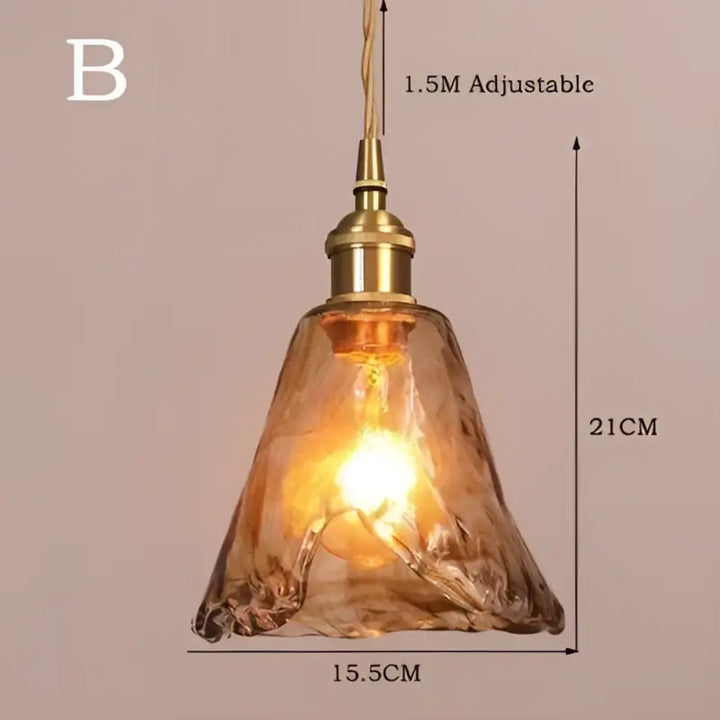 Suspension luminaire en verre ambré au design rétro chic