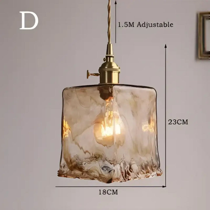 Suspension luminaire en verre ambré au design rétro chic