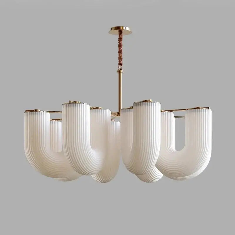 Lustre En Verre Blanc Sculptural Style Contemporain