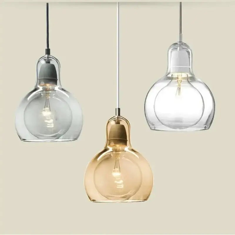 Suspension luminaire en verre coloré style moderne gris doré clair