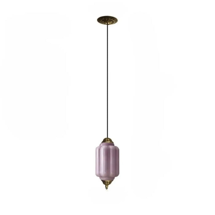 Suspension luminaire strior en verre lavande délicat avec finition laiton suspendue par câble noir fin