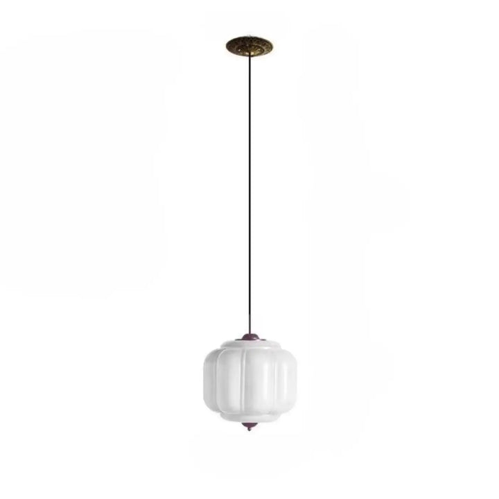 Suspension luminaire strior en verre blanc nervuré avec fixation de plafond en laiton et câble foncé
