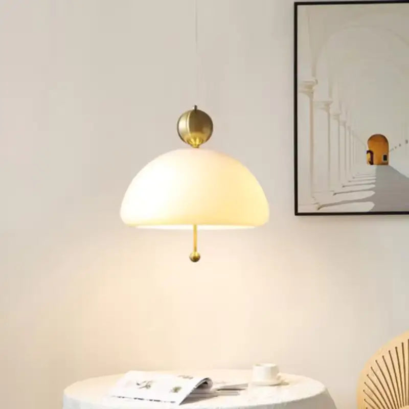 Suspension Luminaire Verre Demi Globe Blanc Et Finitions Couleur