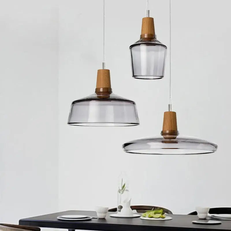 Suspension luminaire en verre effet bois au style scandinave