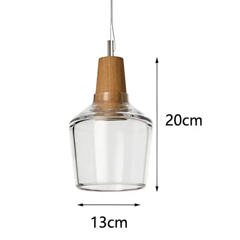 Suspension luminaire en verre fumé et bois design moderne élégant