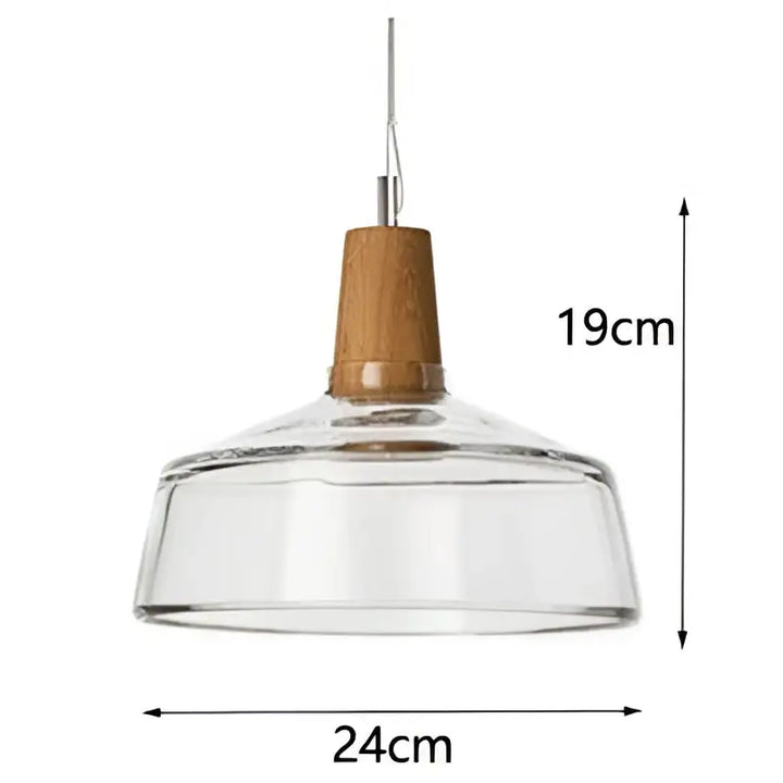 Suspension luminaire en verre fumé et bois design moderne élégant
