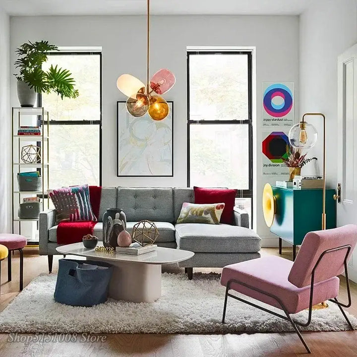 Suspension Luminaire En Verre Soufflé Et Teinté Au Design Original