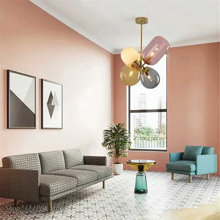 Suspension Luminaire En Verre Soufflé Et Teinté Au Design Original