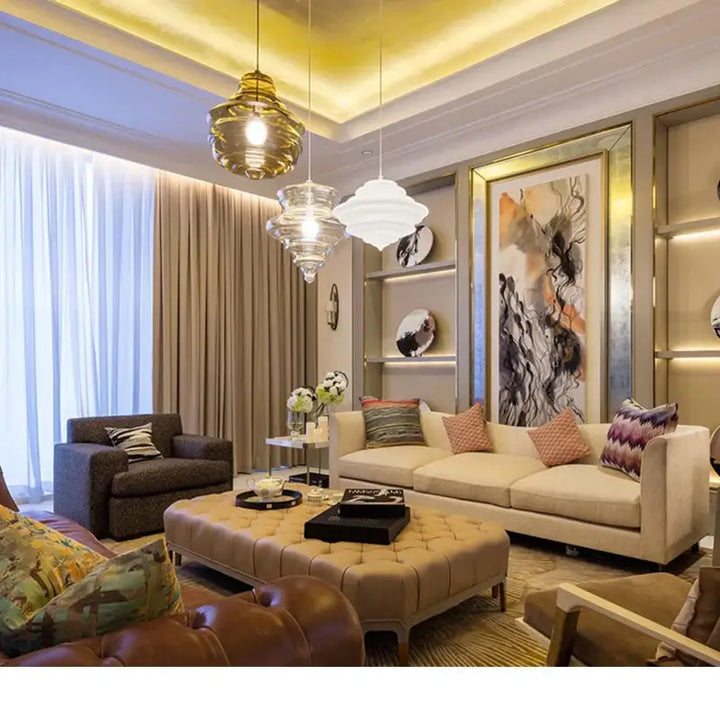 Suspension luminaire en verre style art déco élégant