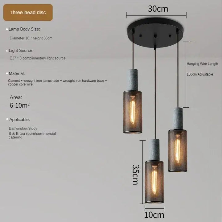 Suspension luminaire en verre industriel loft noir style atelier