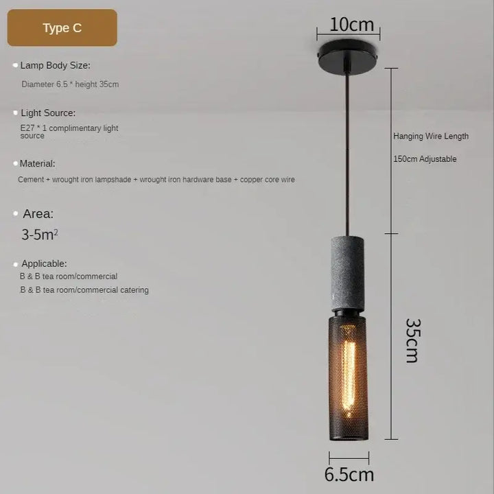 Suspension luminaire en verre industriel loft noir style atelier