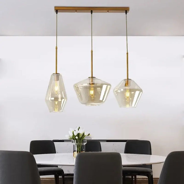 Suspension luminaire en verre transparent design moderne chic