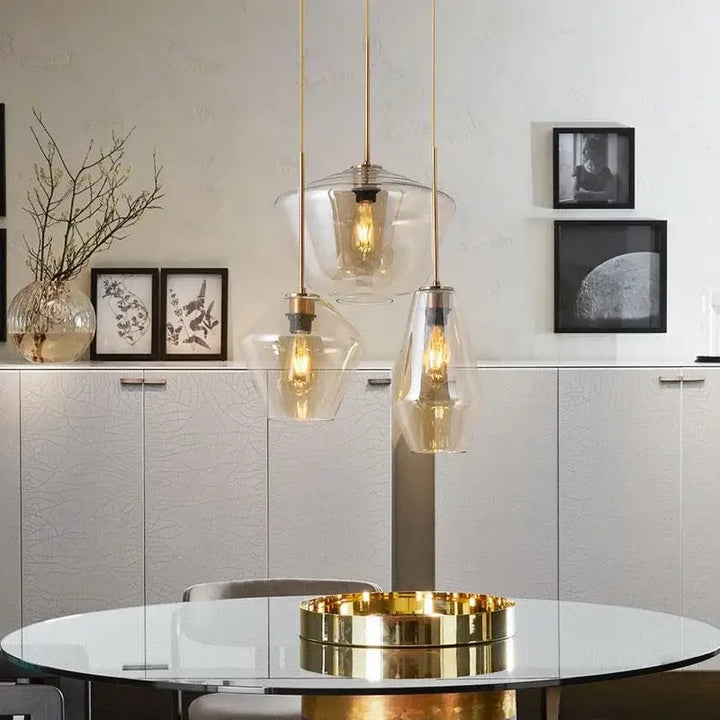 Suspension luminaire en verre transparent design moderne chic