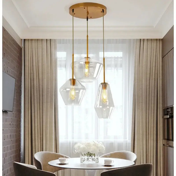 Suspension luminaire en verre transparent design moderne chic