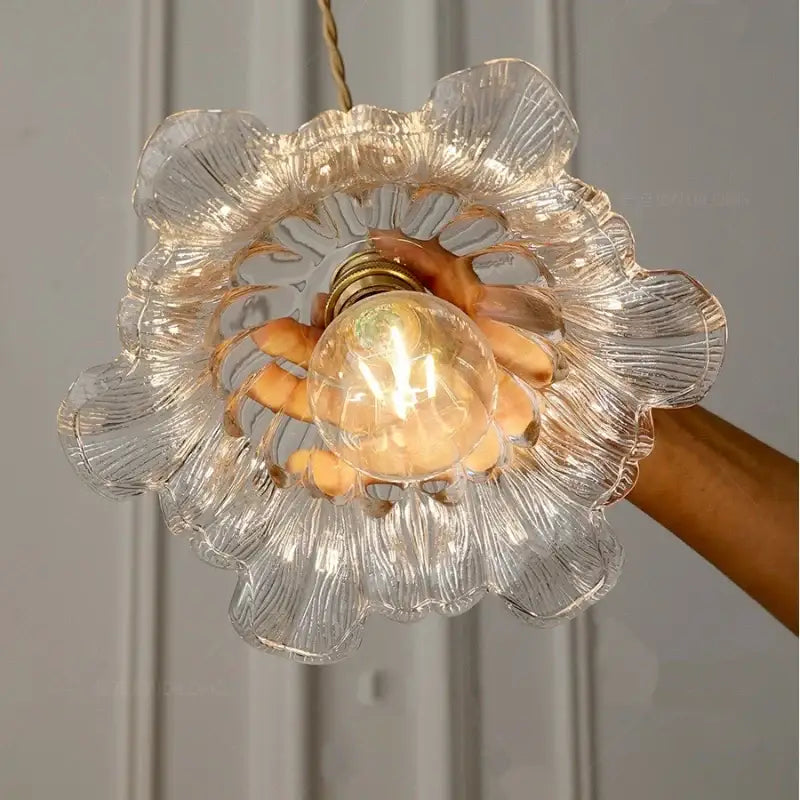 Suspension luminaire verre transparent style vintage