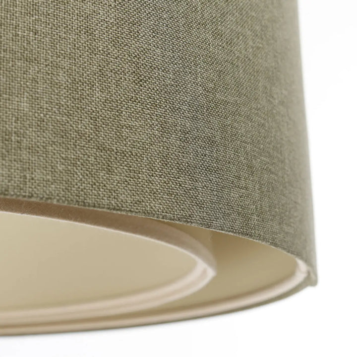Suspension luminaire vert gris en lin avec doublure écrue élégante duo boho pour un éclairage raffiné