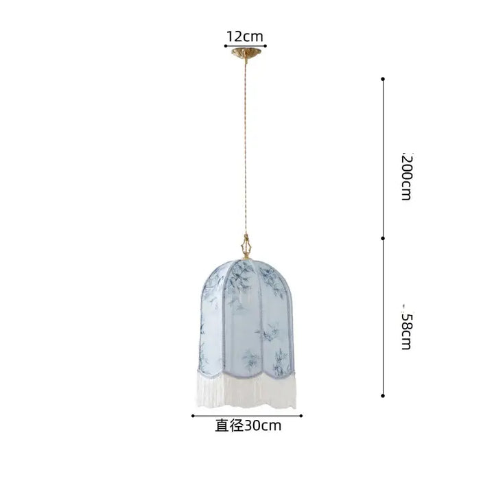 Suspension luminaire vintage floral avec des franges élégantes