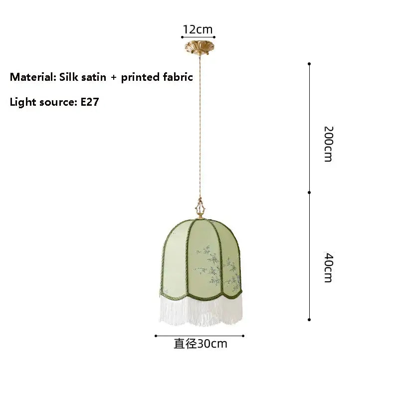Suspension luminaire vintage floral avec des franges élégantes