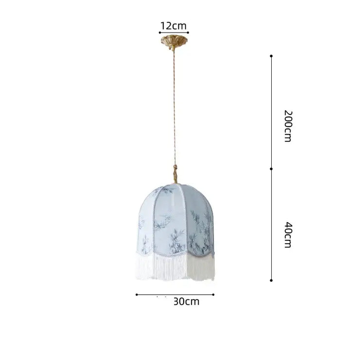 Suspension luminaire vintage floral avec des franges élégantes