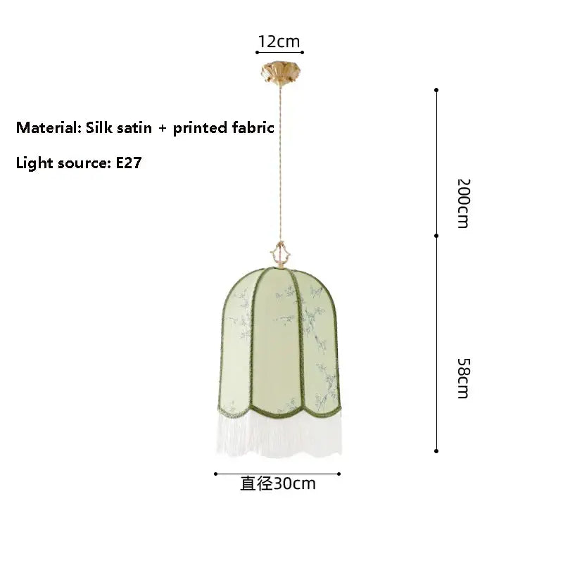 Suspension luminaire vintage floral avec des franges élégantes