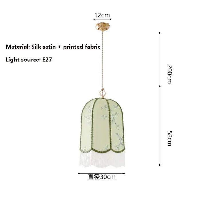 Suspension luminaire vintage floral avec des franges élégantes