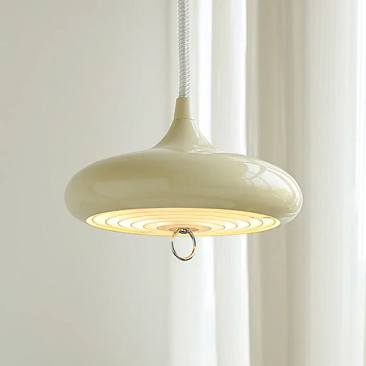 Suspension luminaire haus creme brillant en forme de goutte avec motifs circulaires concentriques luminaire vintage