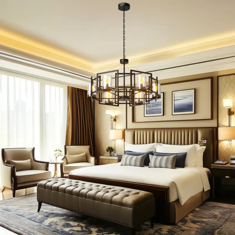 Suspension luminaire design vintage en métal avec éclairage led