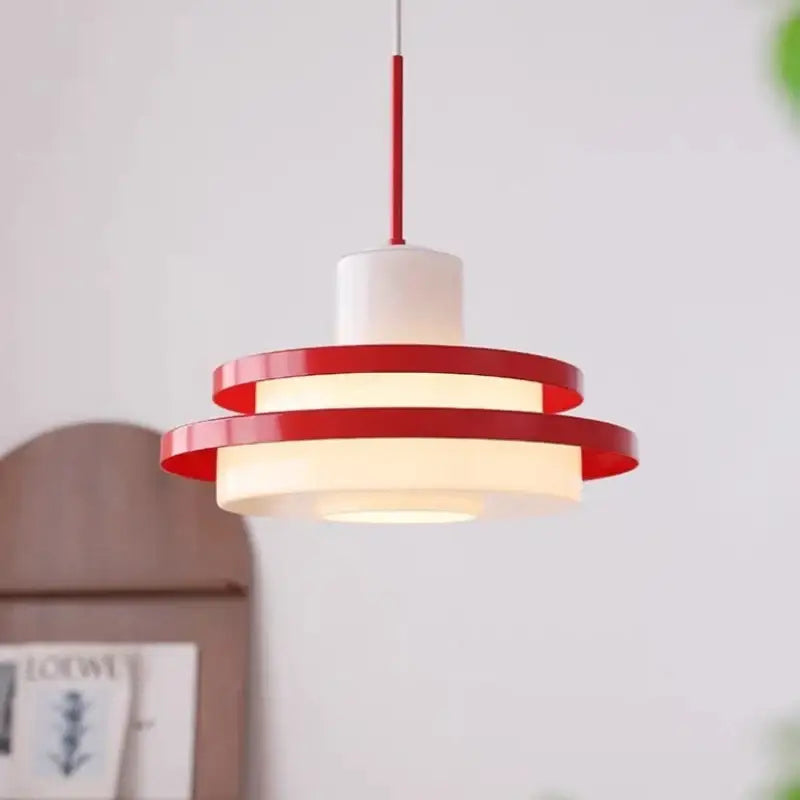 Suspension luminaire vintage scandinave rouge noir ou rouge