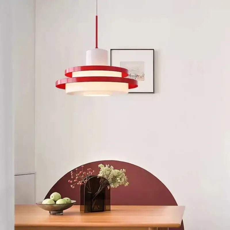 Suspension luminaire vintage scandinave rouge noir ou rouge