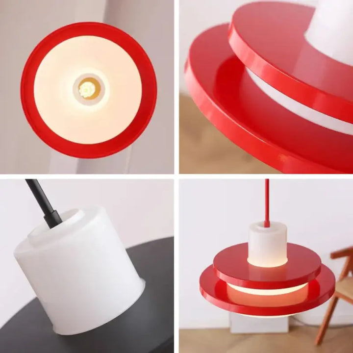 Suspension luminaire vintage scandinave rouge noir ou rouge