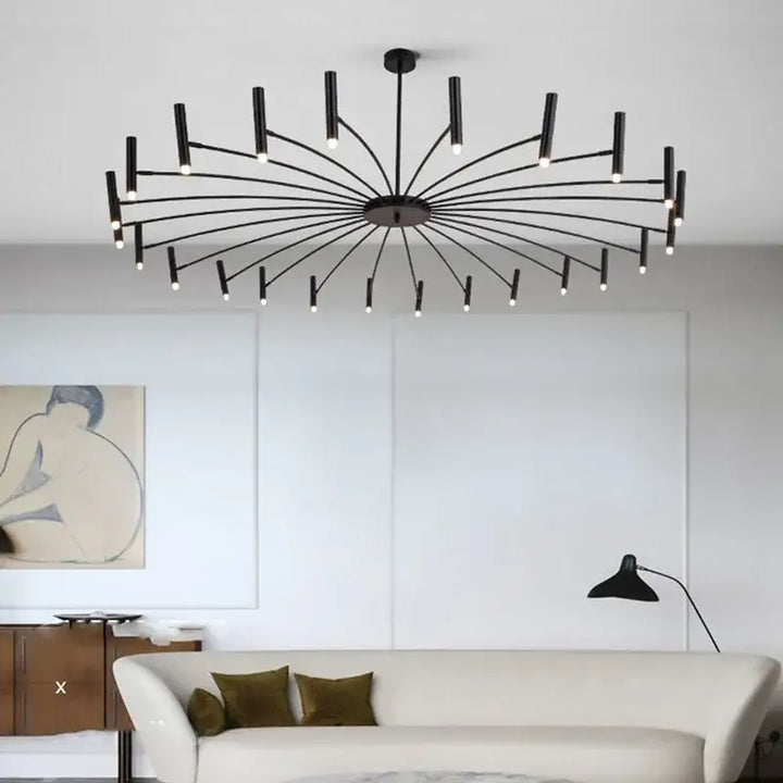 Suspension Luminaire XXL Design Graphique Noir À Bras Multiples