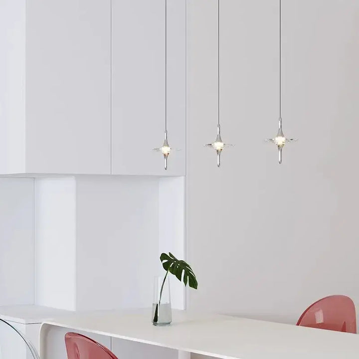 Suspension lumineuse design cristal moderne argent
