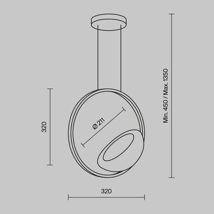 Suspension lunare led disque doré avec design circulaire moderne et anneaux concentriques pour éclairage minimaliste