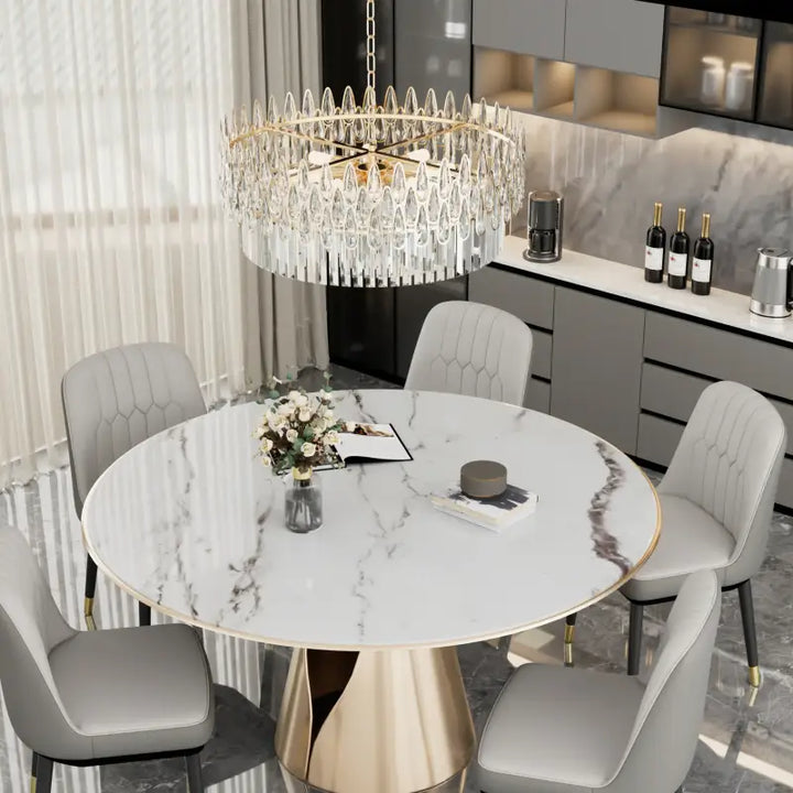 Suspension lustre cristal doré design moderne élégant