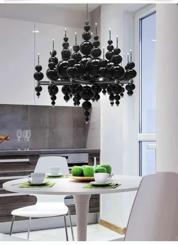 Suspension Lustre Noir Boules Design Moderne Luxueux

