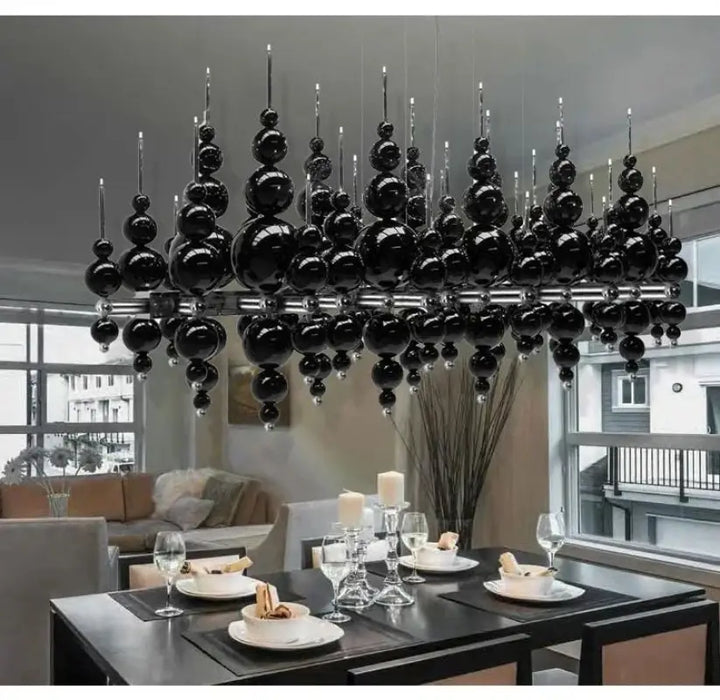 Suspension Lustre Noir Boules Design Moderne Luxueux