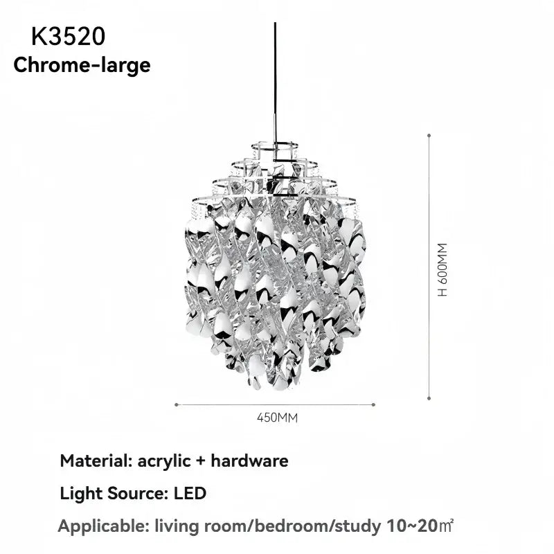 Suspension luxe acrylique dorée design moderne led raffiné