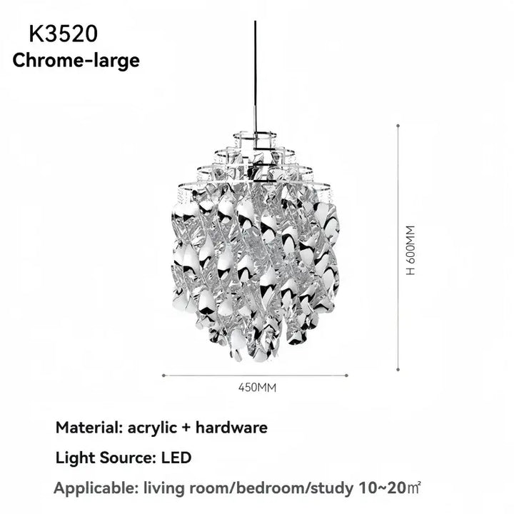 Suspension luxe acrylique dorée design moderne led raffiné