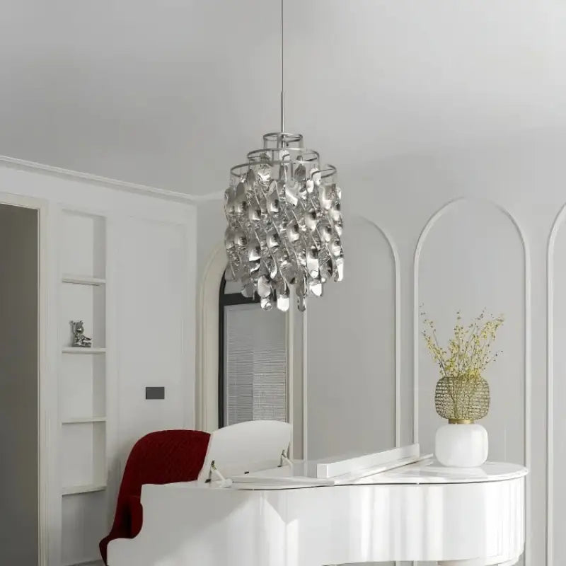 Suspension luxe acrylique dorée design moderne led raffiné