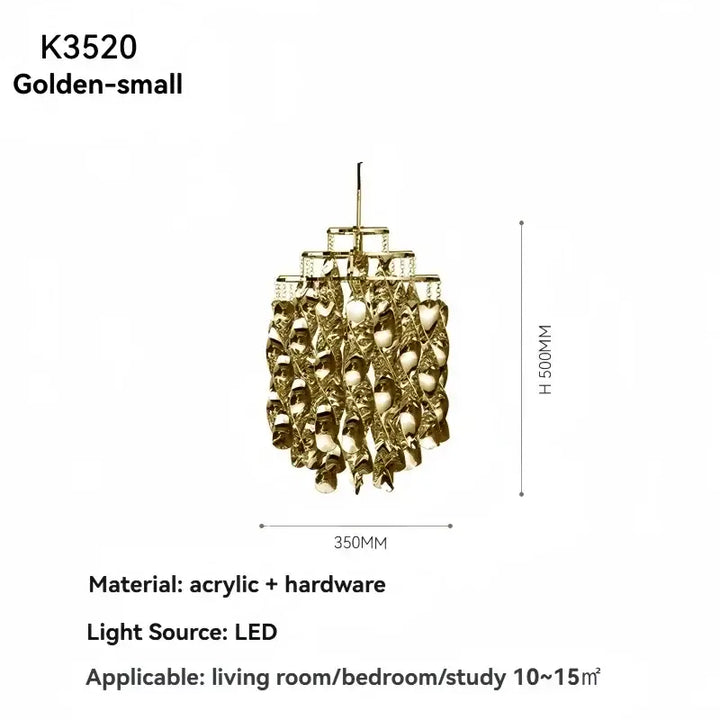 Suspension luxe acrylique dorée design moderne led raffiné